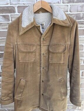Vintage William Barry 40L Corduroy Sherpa Lined Ranch Jacket Coat Made USA